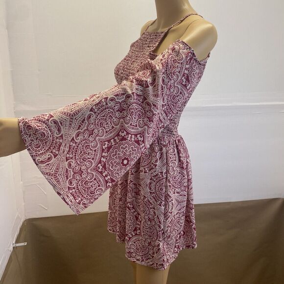 Mi Ami Women’s Smocked Open Shoulder Dress Deep Pink Small Pre Owned - Picture 13 of 16